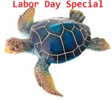 15 3/4 Inches Long Navy Blue Polystone Turtle Figurine