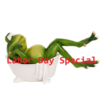 Fat Frog in Tub Figurine