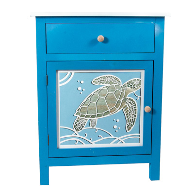 23 1/2 x 15 3/4 x 30 1/2 Inches Turtle Door Turquoise Cabinet - Image 3