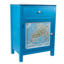 23 1/2 x 15 3/4 x 30 1/2 Inches Turtle Door Turquoise Cabinet