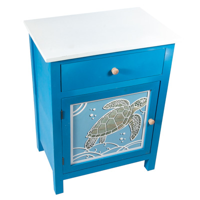 23 1/2 x 15 3/4 x 30 1/2 Inches Turtle Door Turquoise Cabinet - Image 2