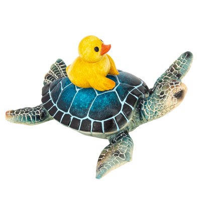 5 1/2 Inches Long Blue Turtle with Yellow Duck - Image 3