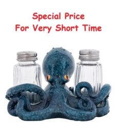 6 Inches Wide Blue Octopus Salt & Pepper Set