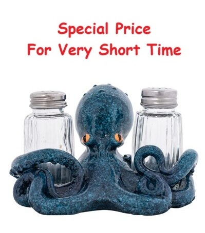 6 Inches Wide Blue Octopus Salt & Pepper Set