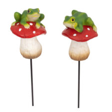 12 Inches High Assorted Planter Stick with Mushroom and Frog