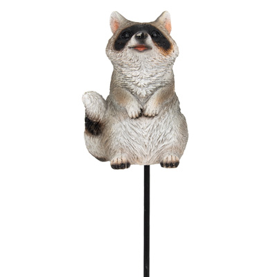 11 Inch High Planter Stick with Decorative Raccoon